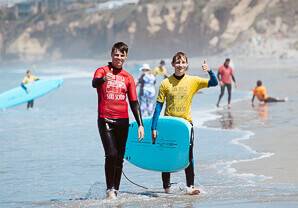 Student taking Private surf lessons