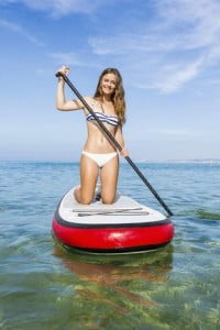 Woman practicing paddle